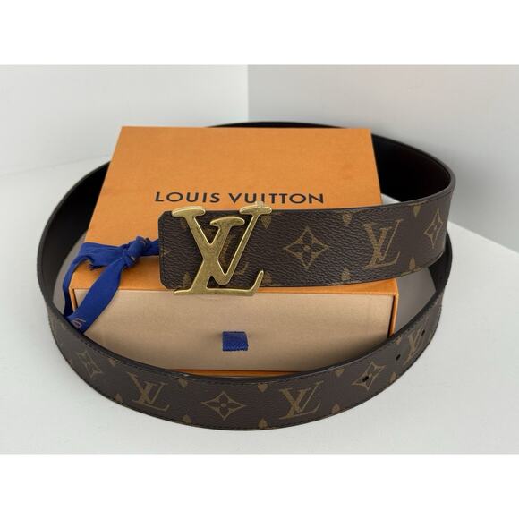 Louis Vuitton Calfskin Monogram LV Initiales Reversible Belt – Brown/Black 90/36 - Picture 7 of 7